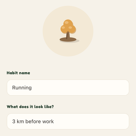 Naming a habit Running and giving it an orange tree